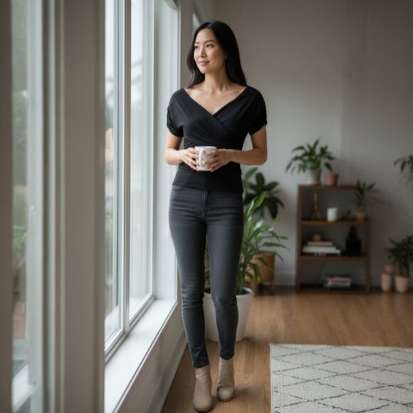 White House Black Market Tops - White House Black Market Cross Over Drape Ruching Women's‎ Large